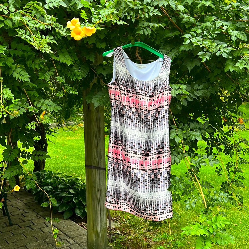 Kay Unger size 8 vintage pink-grey shimmering sleeveless dress